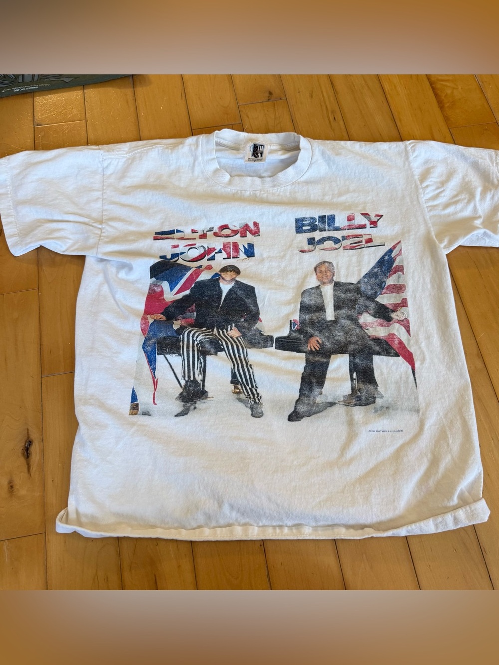 Vintage Elton John/ Billy Joel White Graphic Band Tee - Vintage Style
